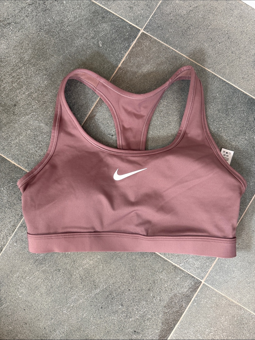 Nike mauve/brown Racerback Sports Bra with White Swoosh